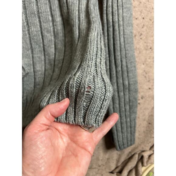 Vintage Perry Ellis Gray Wool Blend Cable Knit Sweater Large Cozy Academia - Picture 10 of 10